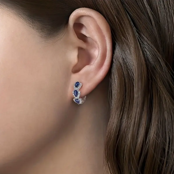 orecchini con stemma reale in zaffiro - officialblusky™